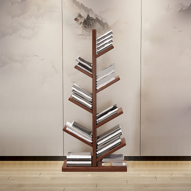 Geometric Bookshelf Modern Wooden Bookcase for Living Room 11.8" W 22"L x 11.8"W x 47.6"H Walnut Clearhalo 'Bookcases' 'furn' 'furn_bookcases' 'Furniture' 'Office Furniture' 6006109