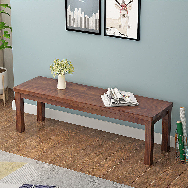 Mid-Century Modern Bench 11.81 Inch Wide Pine Bench with Squared Legs Nut-Brown Clearhalo 'Benches' 'Chairs & Seating' 'furn' 'furn_benches' 'Furniture' 'Living Room Furniture' 6006291