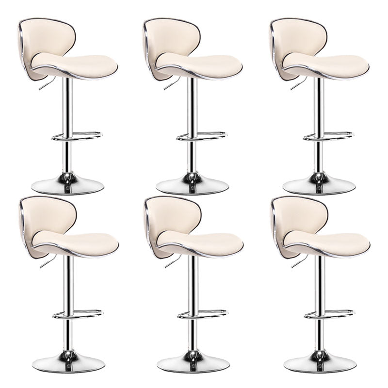 Contemporary Metal Barstool PU Leather Footrest Upholstered Counter Stool Beige 6 Piece Set Clearhalo 'Bar Furniture' 'Bar Stools' 'bar_stools' 'furn' 'furn_bar_stools' 'Furniture' 'Kitchen & Dining Furniture' 6006423