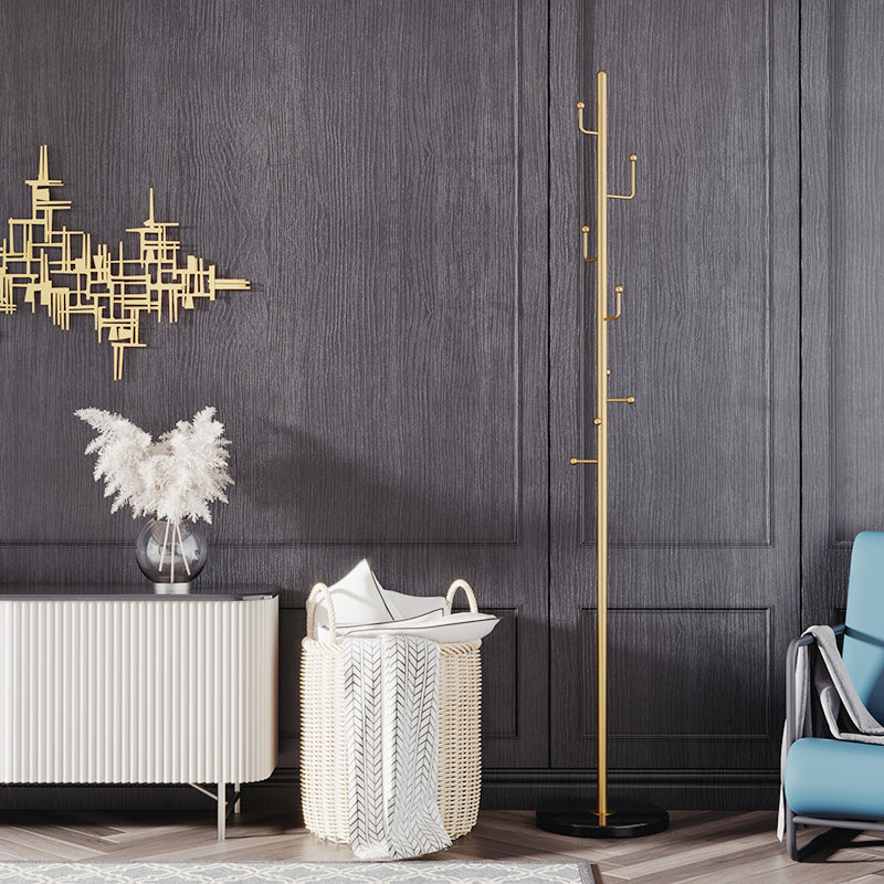 Modern Hall Tree Free Standing Metal Coat Rack With Coat Hooks Gold-Black Clearhalo 'Entry & Mudroom Furniture' 'furn' 'furn_hall_tree_coat_racks' 'Furniture' 'Hall Trees & Coat Racks' 'hall_tree_coat_racks' 6008310