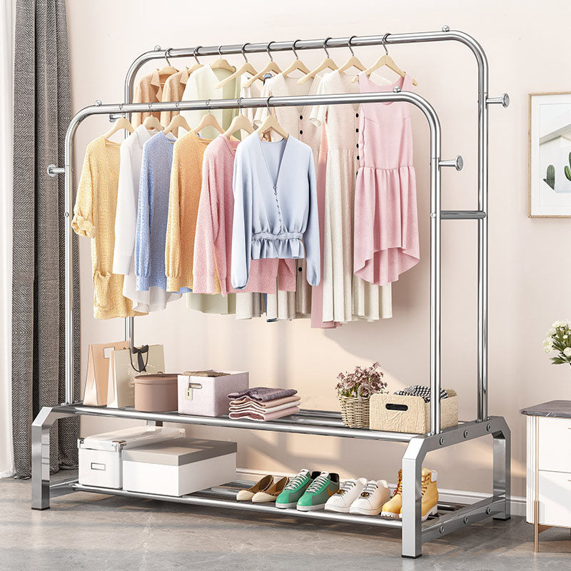 Industrielle Edelstahlhalle Hang Hängende Schienen untere Regal und 2 Haken Kleiderbügel