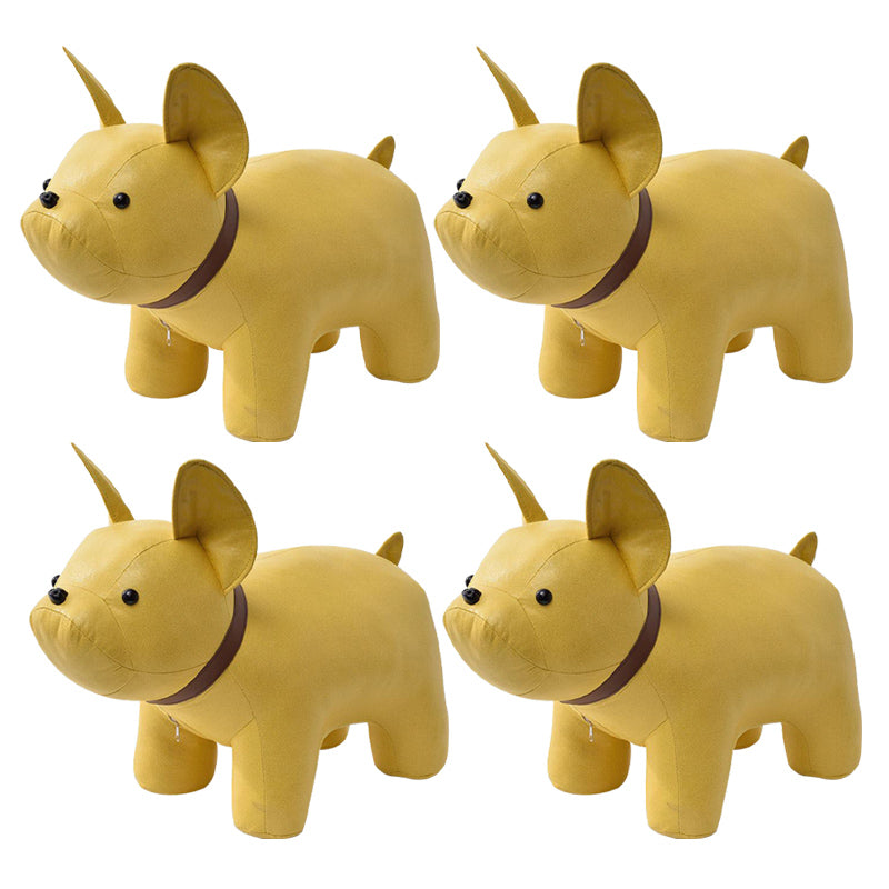 Fabric Pouf Solid Color Animal Shape Stain Resistant Modern Pouf Ottoman 19.7"L x 8.7"W x 10.2"H Yellow 4 Piece Set Clearhalo 'furn' 'furn_ottomans_poufs' 'Furniture' 'Living Room Furniture' 'Ottomans & Poufs' 'ottomans_poufs' 6008728