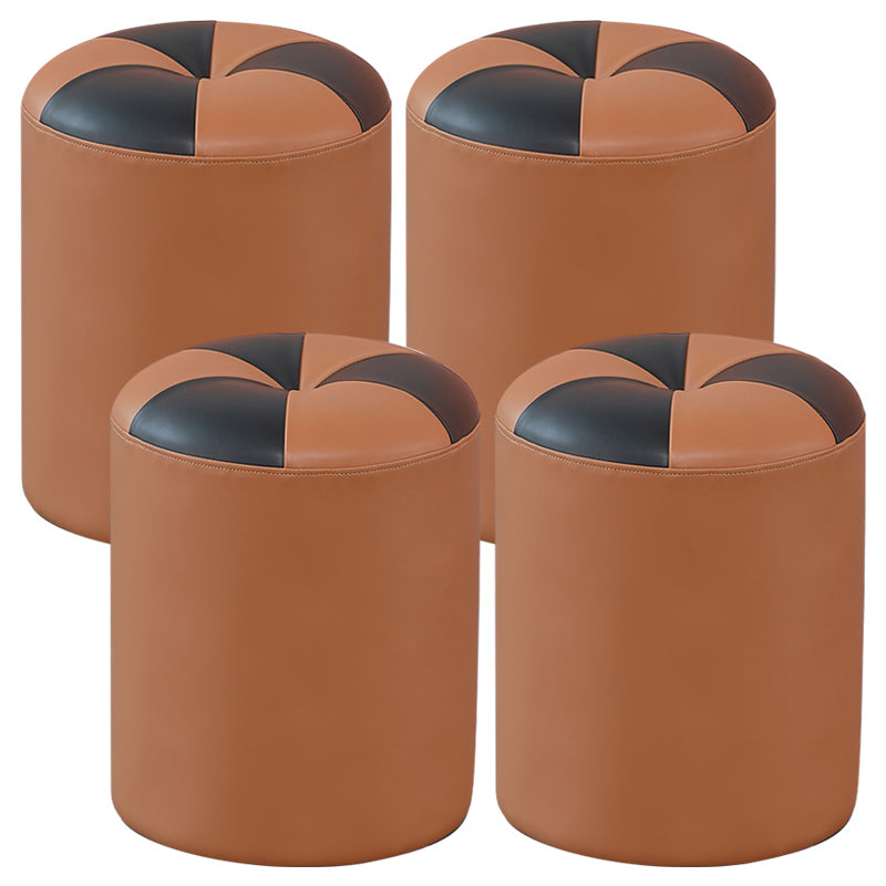 Blue Modern Pouf Faux Leather Stain Resistant Round Pouf for Drawing Room Orange 4 Piece Set Clearhalo 'furn' 'furn_ottomans_poufs' 'Furniture' 'Living Room Furniture' 'Ottomans & Poufs' 'ottomans_poufs' 6008794