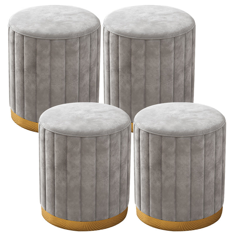 Velvet Ottoman Whole Colored Cylinder Shape Contemporary Scratch Resistant Pouf Grey 4 Piece Set Clearhalo 'furn' 'furn_ottomans_poufs' 'Furniture' 'Living Room Furniture' 'Ottomans & Poufs' 'ottomans_poufs' 6008877
