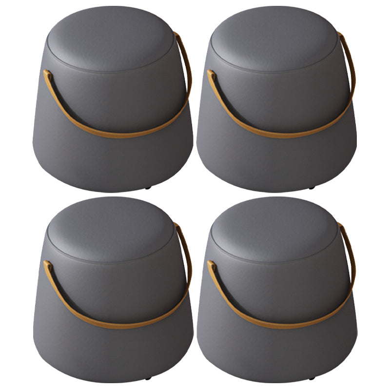 Portable Pouf Pure Color Cylinder Shape Modern Fabric Stain Resistant Pouf Ottoman Grey 4 Piece Set Clearhalo 'furn' 'furn_ottomans_poufs' 'Furniture' 'Living Room Furniture' 'Ottomans & Poufs' 'ottomans_poufs' 6008911
