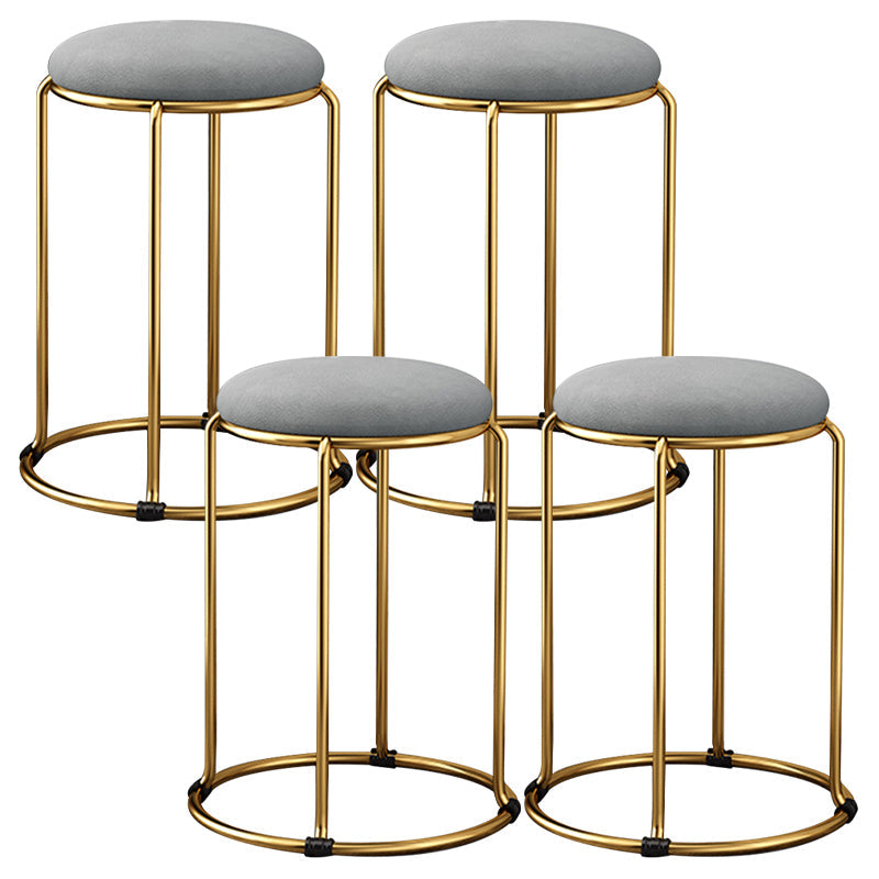 Velvet Upholstered Ottoman Solid Color Round Contemporary Metal Frame Ottoman Grey 4 Piece Set Clearhalo 'furn' 'furn_ottomans_poufs' 'Furniture' 'Living Room Furniture' 'Ottomans & Poufs' 'ottomans_poufs' 6009241