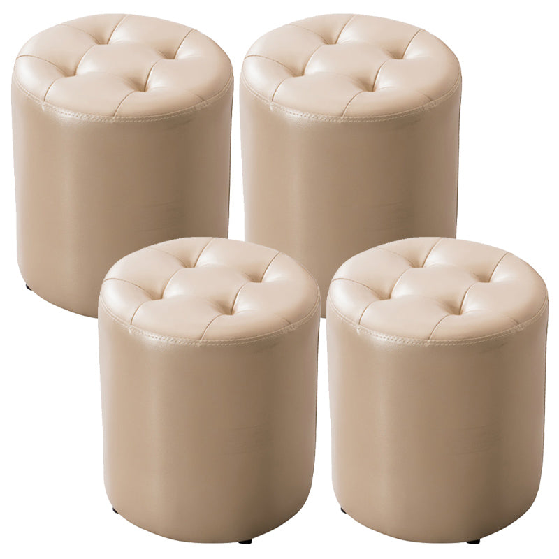 Modern Pouf Ottoman Genuine Leather Tufted Upholstered Solid Color Ottoman Round Gold 4 Piece Set Clearhalo 'furn' 'furn_ottomans_poufs' 'Furniture' 'Living Room Furniture' 'Ottomans & Poufs' 'ottomans_poufs' 6012432