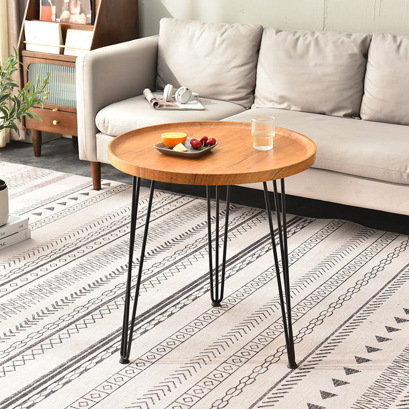 3 Legs Round Coffee Table Wooden Coffee Table in Brown Modern Style Natural Clearhalo 'Coffee & Accent Tables' 'Coffee Tables' 'coffee_tables' 'furn' 'furn_coffee_tables' 'Furniture' 'Living Room Furniture' 6013660