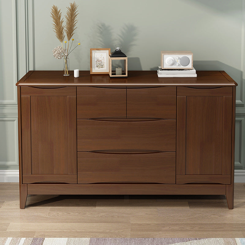 Mid-Century Wooden Accent Cabinet with Doors and 4 Drawers Cabinet