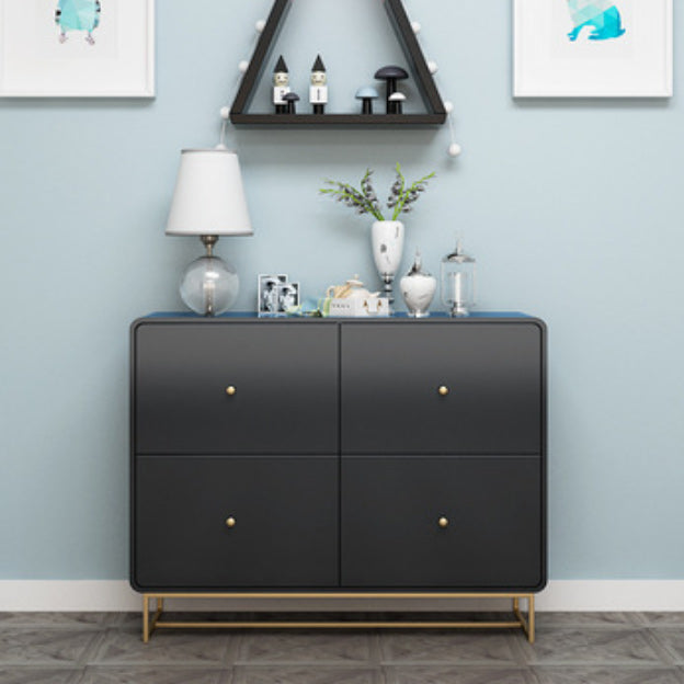 Coffre d'accentuation moderne avec base de fer et coffre à fermeture douce en bois massif