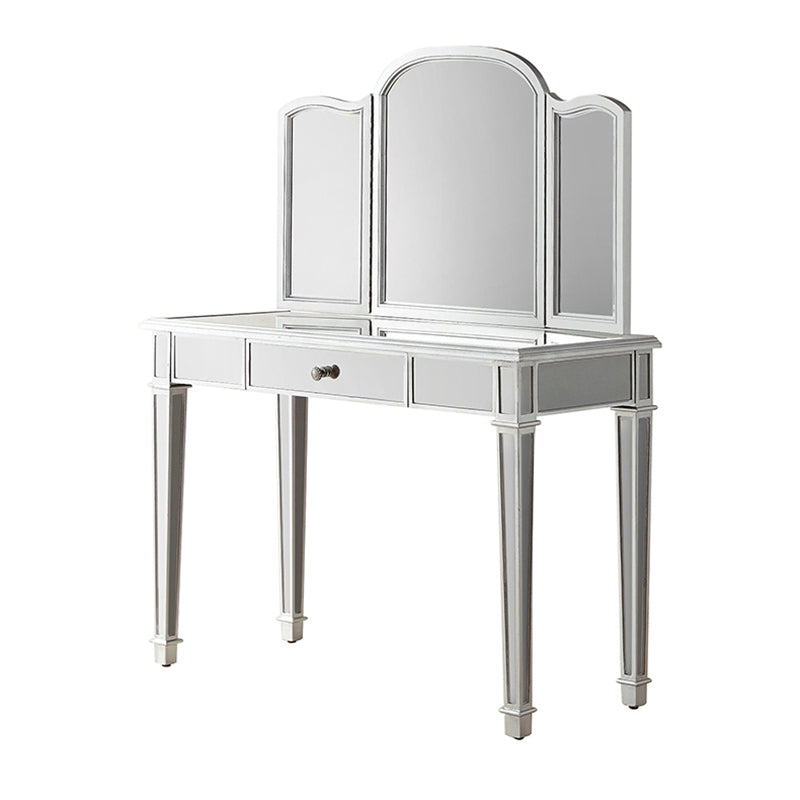 Sliver tocador con 3 cajones de almacenamiento tocador de maquillaje de vidrio, 17.71 "de ancho