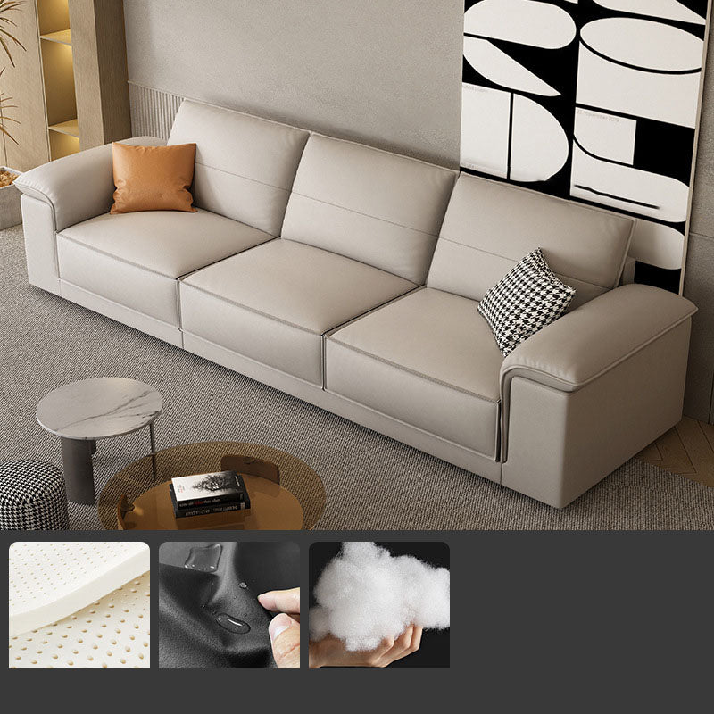 Contemporary 35.4" H Faux Leather Pillow Top Arm Sofa for Living Room