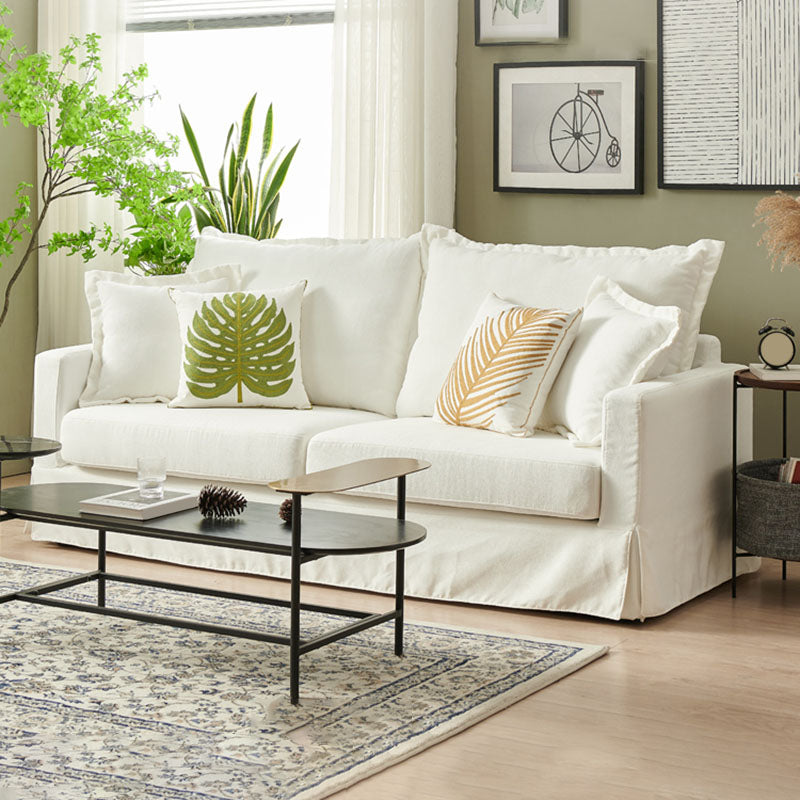 39.37 "H Loveseat de brazo cuadrado de mezcla de algodón contemporáneo con 2 almohadas