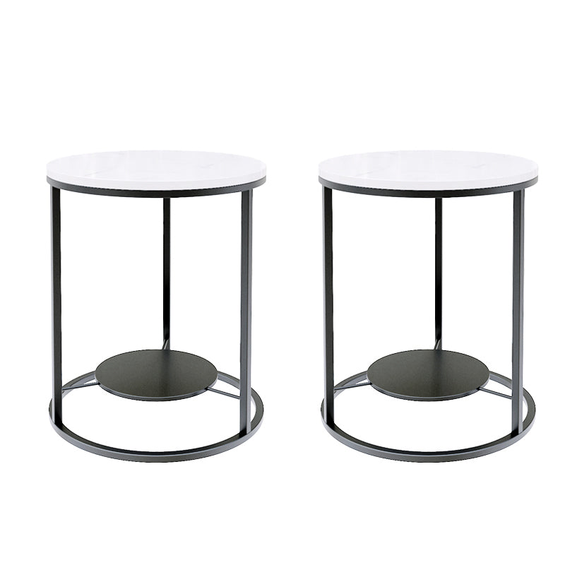 Modernistic Metal Frame Nesting Tables Slate Top Round End Table Black 2 Clearhalo 'Coffee & Accent Tables' 'End & Side Tables' 'end_side_tables' 'furn' 'furn_end_side_tables' 'Furniture' 'Living Room Furniture' 6014690