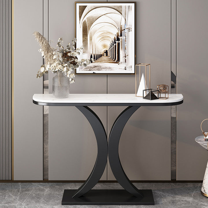Tavolo di divano console di ferro glam a mezza luna console in marmo tavolo per la sala