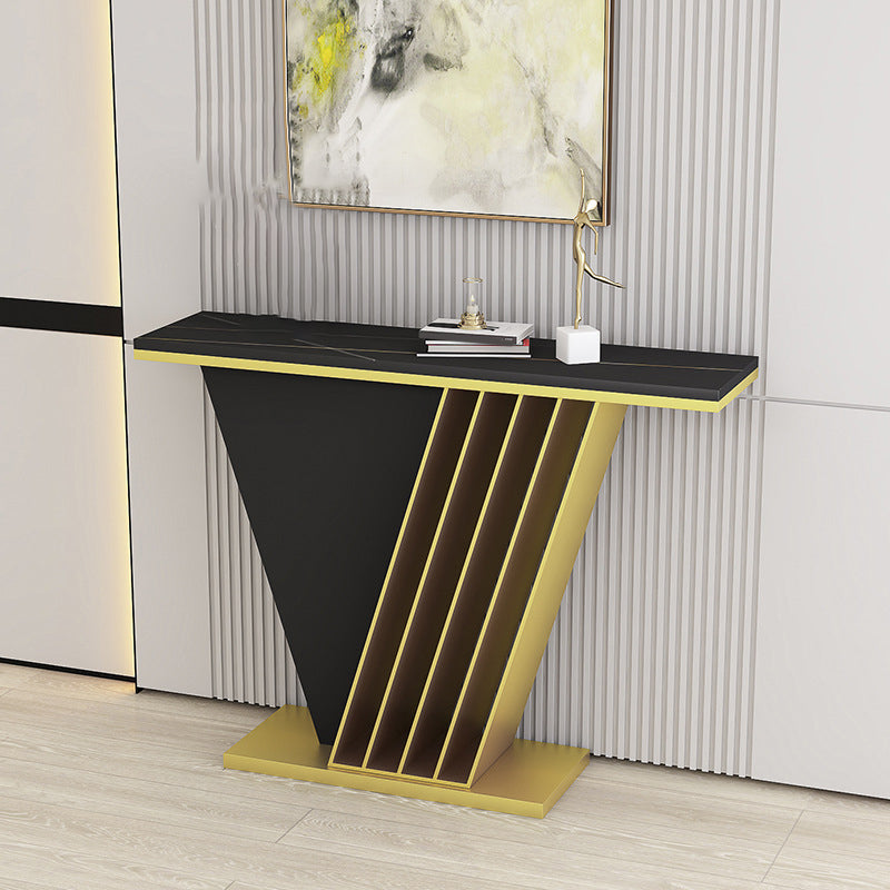 Tavolo da divano console in pietra glam tavolo accento di ferro rettangolare per sala
