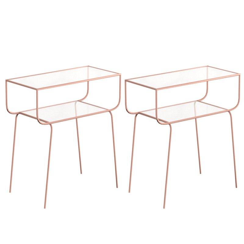 Mesa nocturna de vidrio moderno de color nocturno abierto con 4 patas para dormitorio