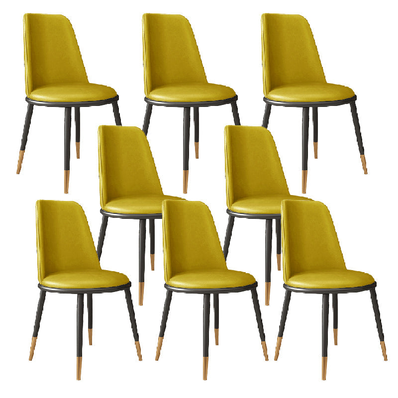 Nordic Dining Chair Armless Dining Chair with Metal Legs for Home Yellow 8 Piece Set Clearhalo 'Dining Chairs' 'Dining Tables & Seating' 'dining_chair' 'furn' 'furn_dining_chair' 'Furniture' 'Kitchen & Dining Furniture' 6021097