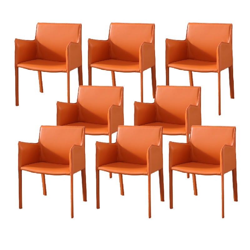 Metal Modern Home Side Chair with Leather Legs Matte Finish Dining Chair for Kitchen