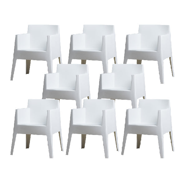 Contemporary Style Dining Chairs Arm Dining Chairs with Plastic Legs for Kitchen White 8 Piece Set Clearhalo 'Dining Chairs' 'Dining Tables & Seating' 'dining_chair' 'furn' 'furn_dining_chair' 'Furniture' 'Kitchen & Dining Furniture' 6021249