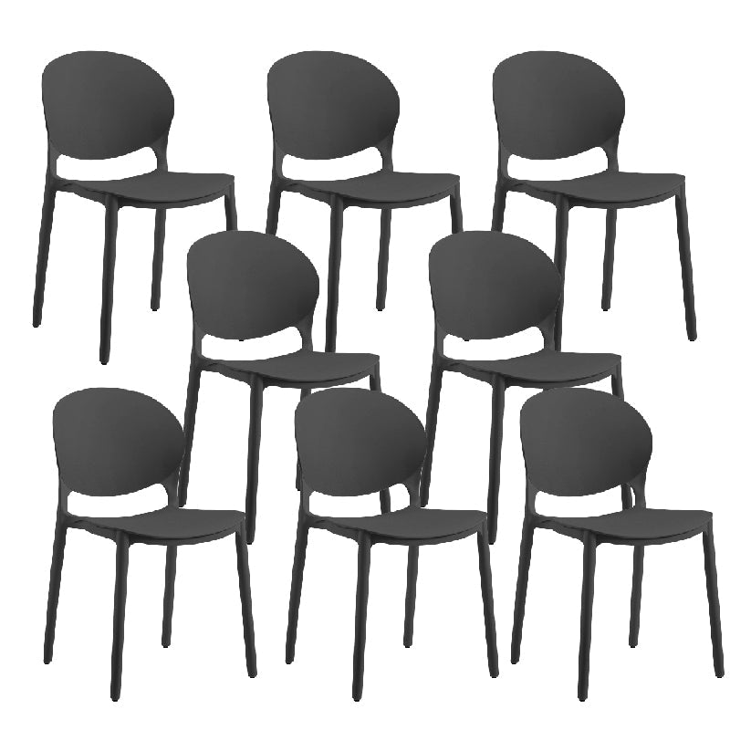 Contemporary Style Dining Chairs Armless Dining Chairs with Plastic Legs for Kitchen Black 8 Piece Set Clearhalo 'Dining Chairs' 'Dining Tables & Seating' 'dining_chair' 'furn' 'furn_dining_chair' 'Furniture' 'Kitchen & Dining Furniture' 6021274