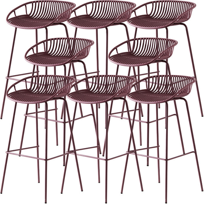 Industrial Metal Barstool Counter Stool Footrest Metal Furniture in Matte Finish Purple 8 Piece Set Clearhalo 'Bar Furniture' 'Bar Stools' 'bar_stools' 'furn' 'furn_bar_stools' 'Furniture' 'Kitchen & Dining Furniture' 6021691