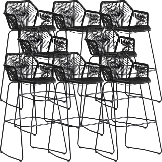 Modern Footrest Bar Stool Plastic Armed Stool with Metal Base