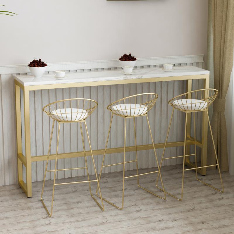 Glam Style Bar Table White Colour Rectangle Bar Dining Table for Living Room