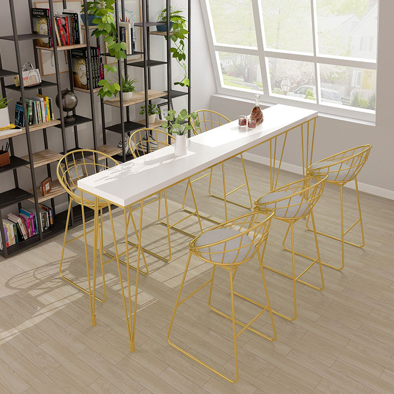 Tavolo da bar rettangolo in stile glam tavolo da pranzo in legno solido con 4 gambe