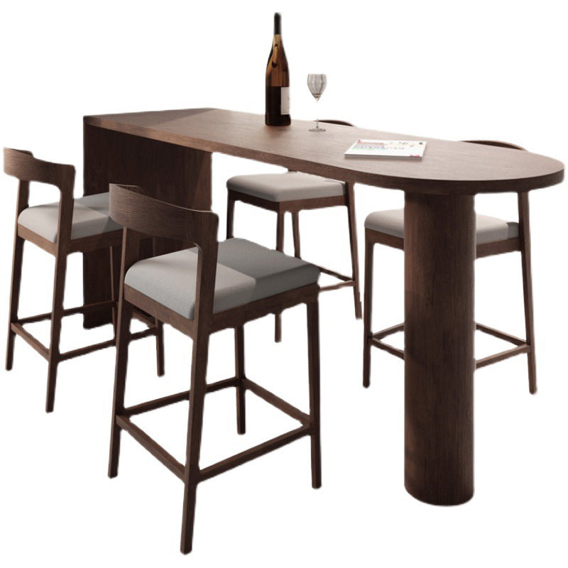 Modern Bar Table Solid Wood Bar Dining Table with Double Pedestal ...