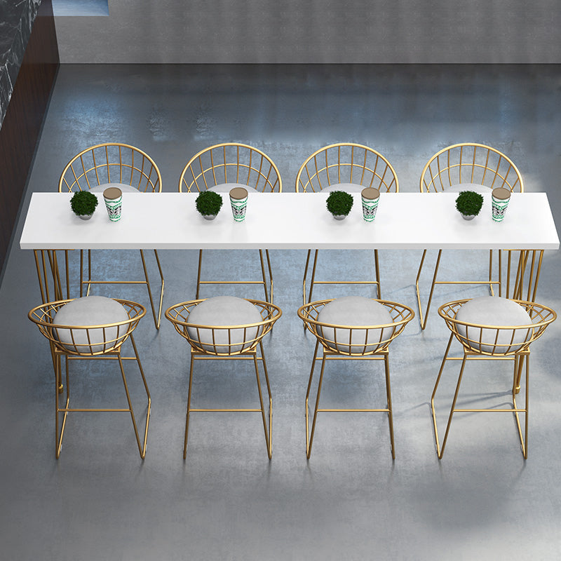 Glam 1/5/9 Pieces Counter Height Set Rectangle White Legs Indoor Pub Dining Set 9 Pieces: Table, 8 Stools Clearhalo 'Bar Furniture' 'furn' 'furn_home_bar_bar_sets' 'Furniture' 'Home Bars & Bar Sets' 'home_bar_bar_sets' 'Kitchen & Dining Furniture' 6023612