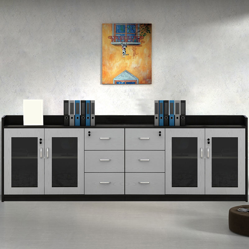 Moderni cassetti di bloccaggio in legno e archiviazione laterale di archiviazione