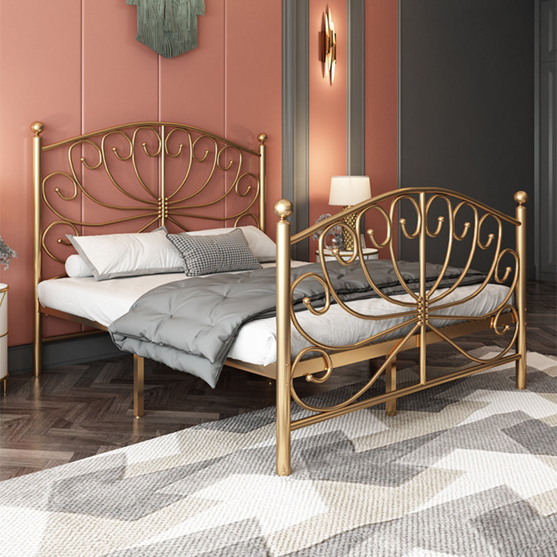 Metal Open-Frame Bed 45.27" High Wire-Grid Bed with Custom Gold Legs