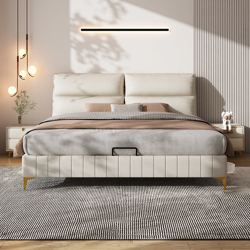 Moderne gepolsterte Kopfteil Rechteckige Panel Massive Holzbettrahmen
