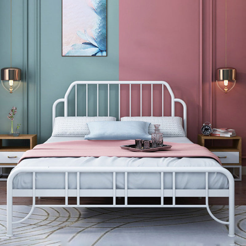 Modern Rectangular Headboard Bed Open-Frame Iron Bed With Metal Legs