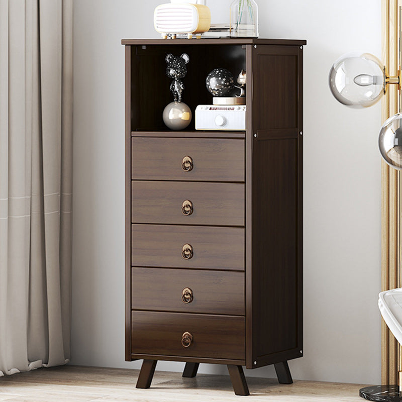 Mid-Century Accent Chest with Shelf and Drawers and Straight Legs