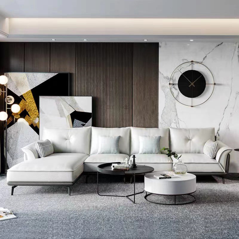 Black 4-seat Flared Arm Sectional Pillow Back Stain-resistant Sectional