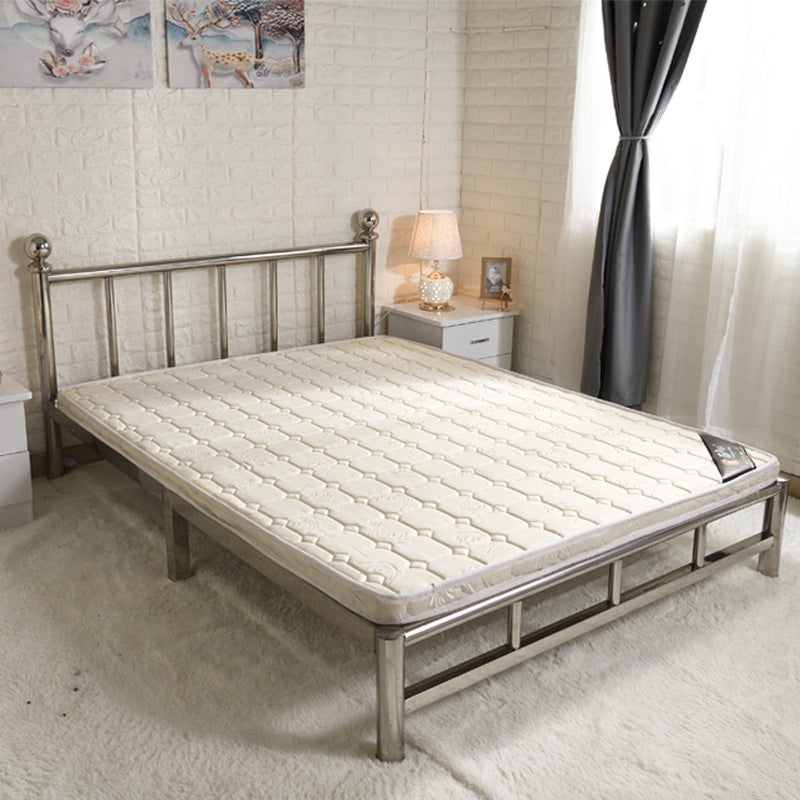 Silver Modern Steel Bed Rectangular Standard Bed with Metal Legs