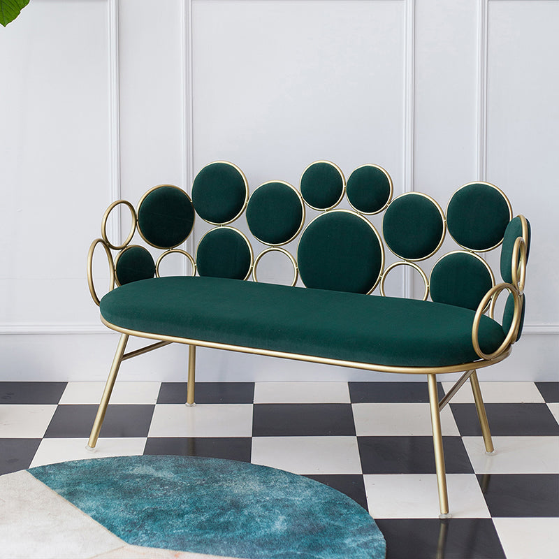 Modern Velvet 2-seat Sofa 31.49" H Sloped Arm Metal Frame Settee Green Clearhalo 'furn' 'furn_sofas' 'Furniture' 'Living Room Furniture' 'Sofa' 'sofas' 6025999