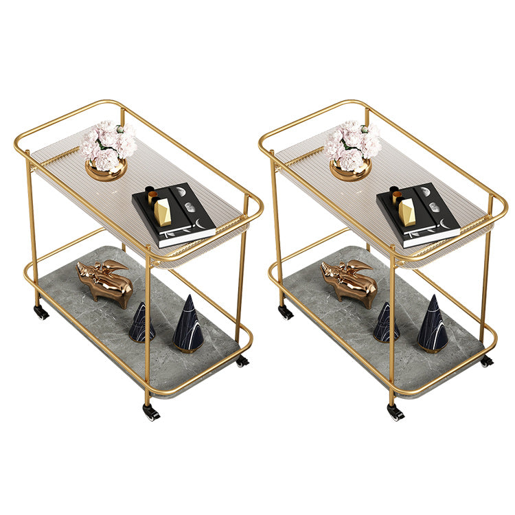 Contemporary Rectangular Side Table with Shelf, Glass Top Corner Table