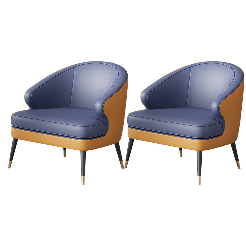 23.62" Wide Arm Chair Faux Leather Recessed Arms Accent Chair Light Blue Orange 2 Piece Set Clearhalo 'Accent Chairs' 'accent_chairs' 'Chairs & Seating' 'furn' 'furn_accent_chairs' 'Furniture' 'Living Room Furniture' 6026512