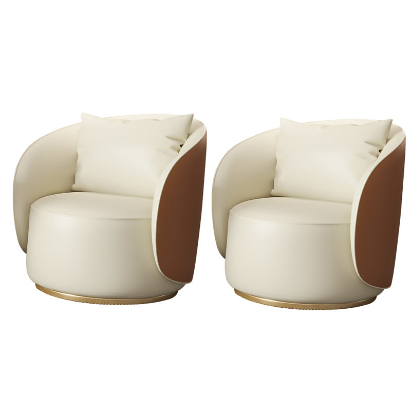 Faux Leather Arm Chair 30.70" High Recessed Arms Accent Chair