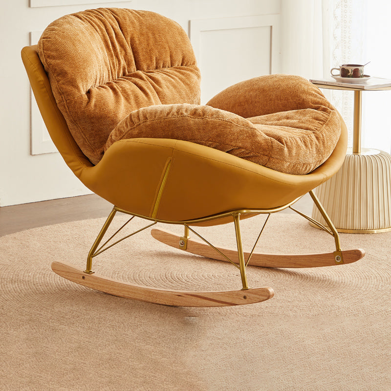 Sedia accento a dondolo ergonomico glam con sedia imbottita in pelle scamosciata in pelle scamosciata