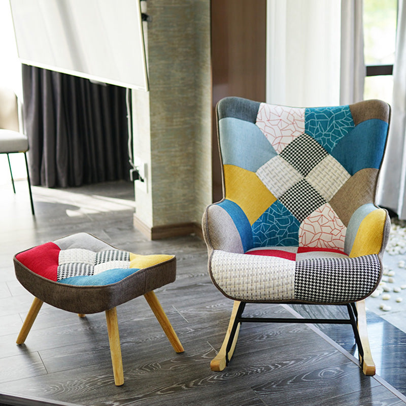 Ergonomic Contemporary Rocking Accent Chair with Seat Cushion Rocker Chair Wingback Aqua Rocking Chair with Ottomans Clearhalo 'Chairs & Seating' 'furn' 'furn_rocking_chairs' 'Furniture' 'Living Room Furniture' 'Rocking Chairs' 'rocking_chairs' 6026867