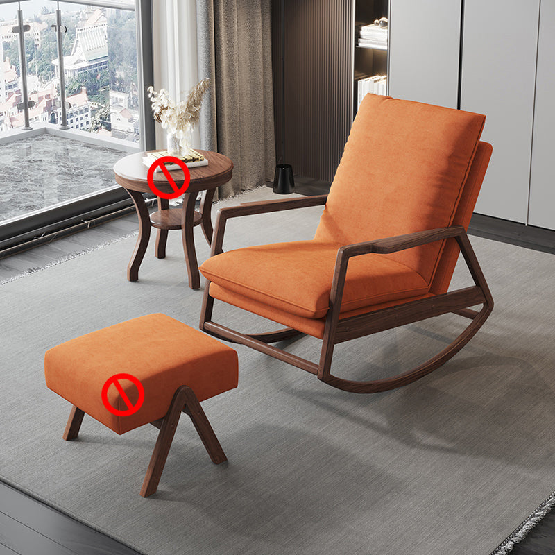 Sedia a dondolo moderna di metà secolo in tessuto imbottito di portico a bordo sedia a dondolo