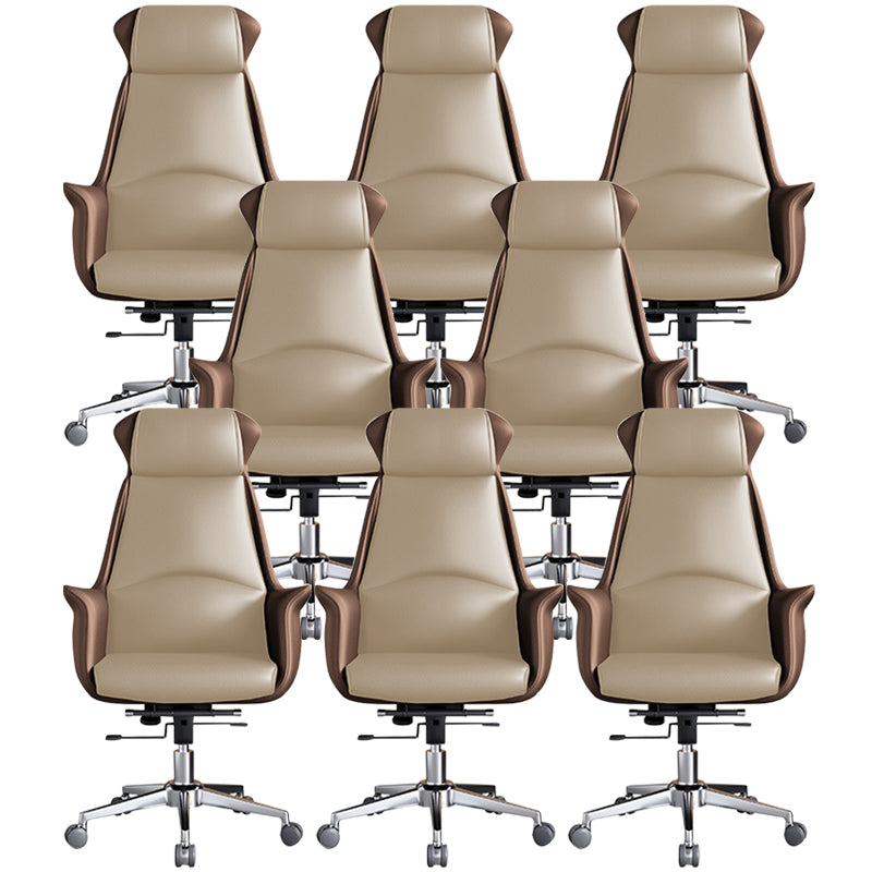 Armani moderni inclusi sedia con ruote sedia da scrivania in pelle ricca di schienale in nero/marrone