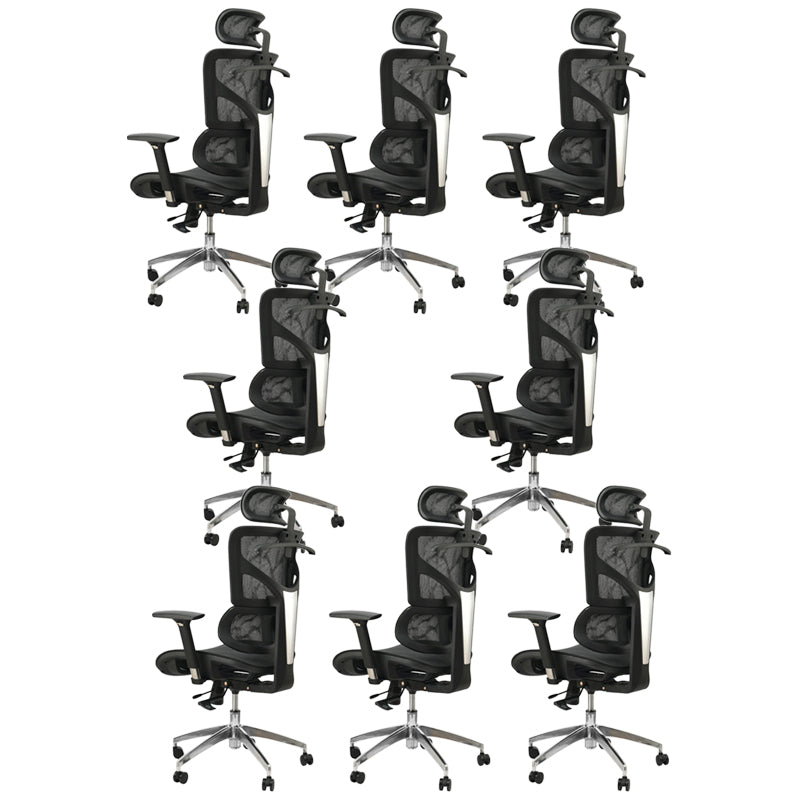 Contemporary Office Chair High-Back Adjustable Back Height Desk Chair Black 8 Piece Set Clearhalo 'furn' 'furn_office_chair' 'Furniture' 'Office Chairs' 'Office Furniture' 'office_chair' 6028346