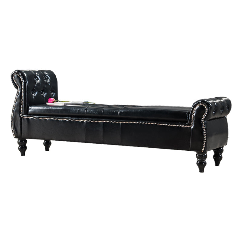 Upholstered Rectangle Entryway Bench Cushioned Seating Bench with Legs 66.9"L x 17.7"W x 28"H Black Clearhalo 'Benches' 'Chairs & Seating' 'furn' 'furn_benches' 'Furniture' 'Living Room Furniture' 6028934