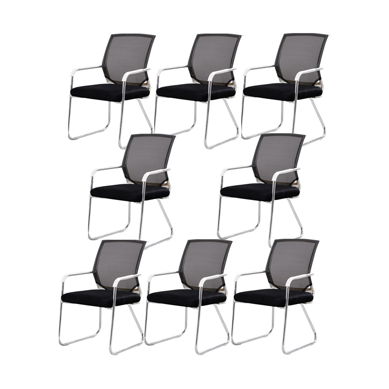 CorLiving Workspace Modern Office Chair Black Mid-Back Mesh Desk Chair 8 Piece Set White Clearhalo 'furn' 'furn_office_chair' 'Furniture' 'Office Chairs' 'Office Furniture' 'office_chair' 6031613