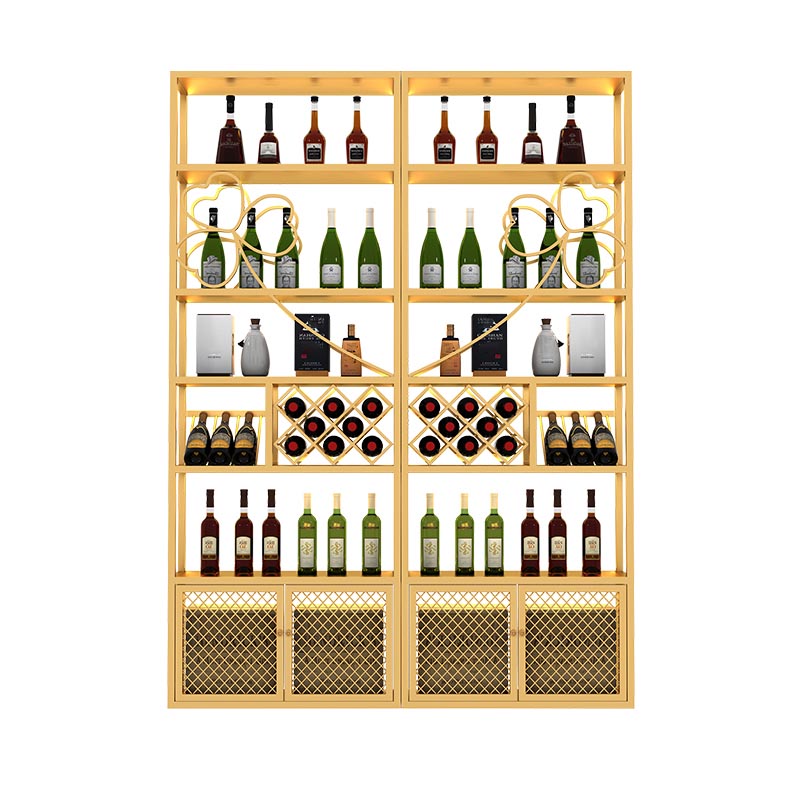 Bottiglia di porta d'ingeinaio in metallo oro indipendente con smero di bottiglia da vino scaffale